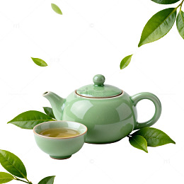 绿色茶具简约