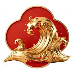 金色波浪艺术装饰图案