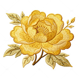 刺绣风格金黄色花朵图案