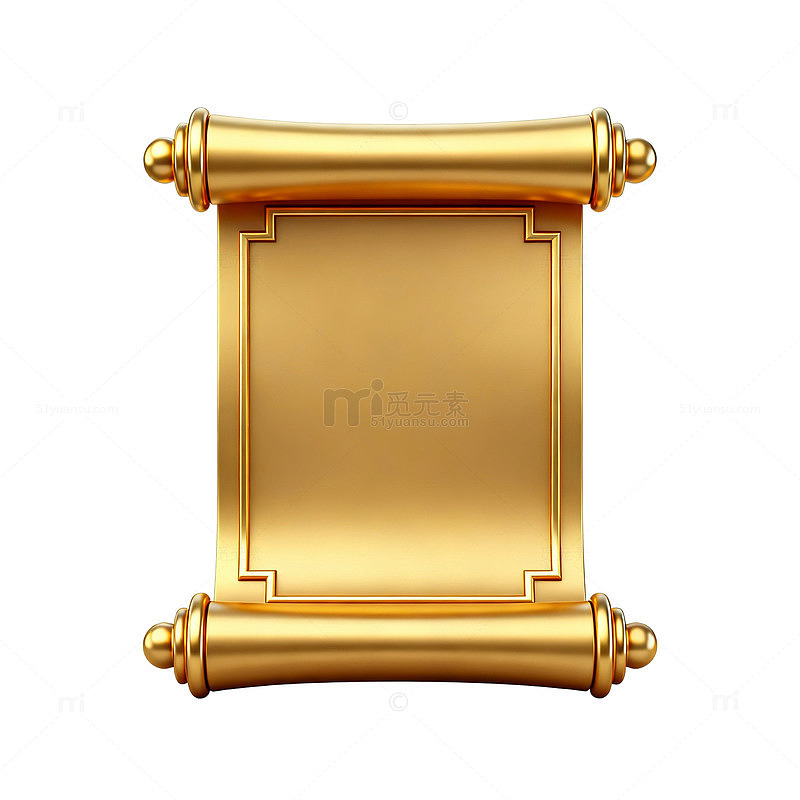 金色卷轴古卷设计元素