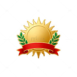 金色徽章太阳花环设计素材