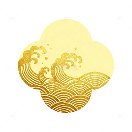 金色海浪云纹艺术图案