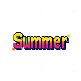 像素风夏日字样设计素材