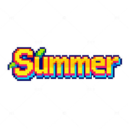 像素风夏日字样设计元素