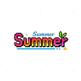 像素风夏日主题图案设计素材