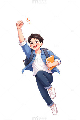 青春学生励志插画设计素材