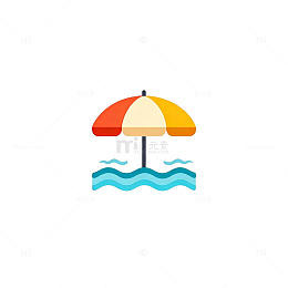 夏日海滩遮阳伞图标设计素材