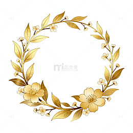 金色花卉花环图案设计
