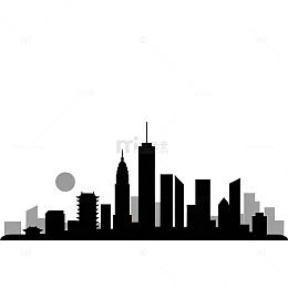 城市天际线剪影矢量图