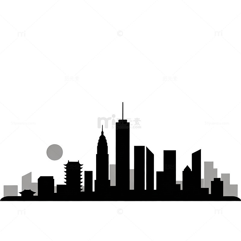 城市天际线剪影矢量图