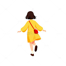 卡通少女奔跑插画