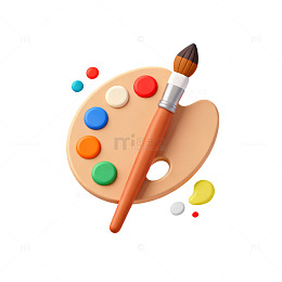 彩绘调色板画笔艺术插画