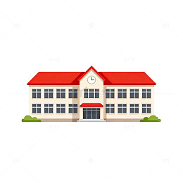 校园建筑卡通图标素材