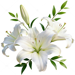 百合花装饰图案插画素材