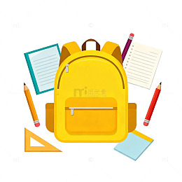 卡通书包学习用品矢量素材