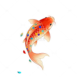 锦鲤插画艺术装饰图案
