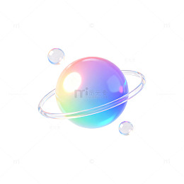 彩虹色星球太空插画