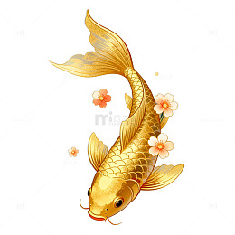 金色锦鲤装饰画元素
