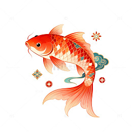锦鲤中国风插画设计素材