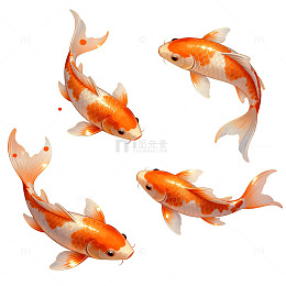 金鱼游动图案插画设计素材