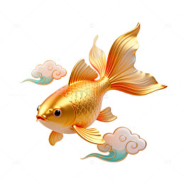 金魚雲彩卡通插画