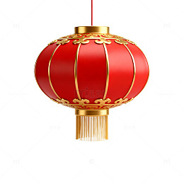 传统红色中国灯笼装饰元素