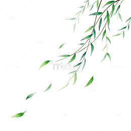 柳枝水墨画风格设计元素