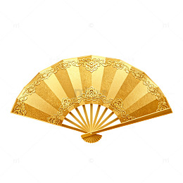 金色折扇传统装饰图案元素