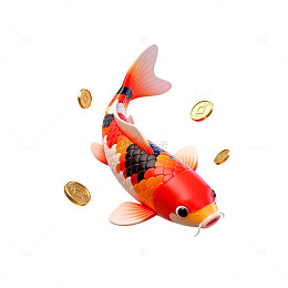 锦鲤金币好运来卡通插画