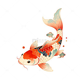东方锦鲤插画艺术设计