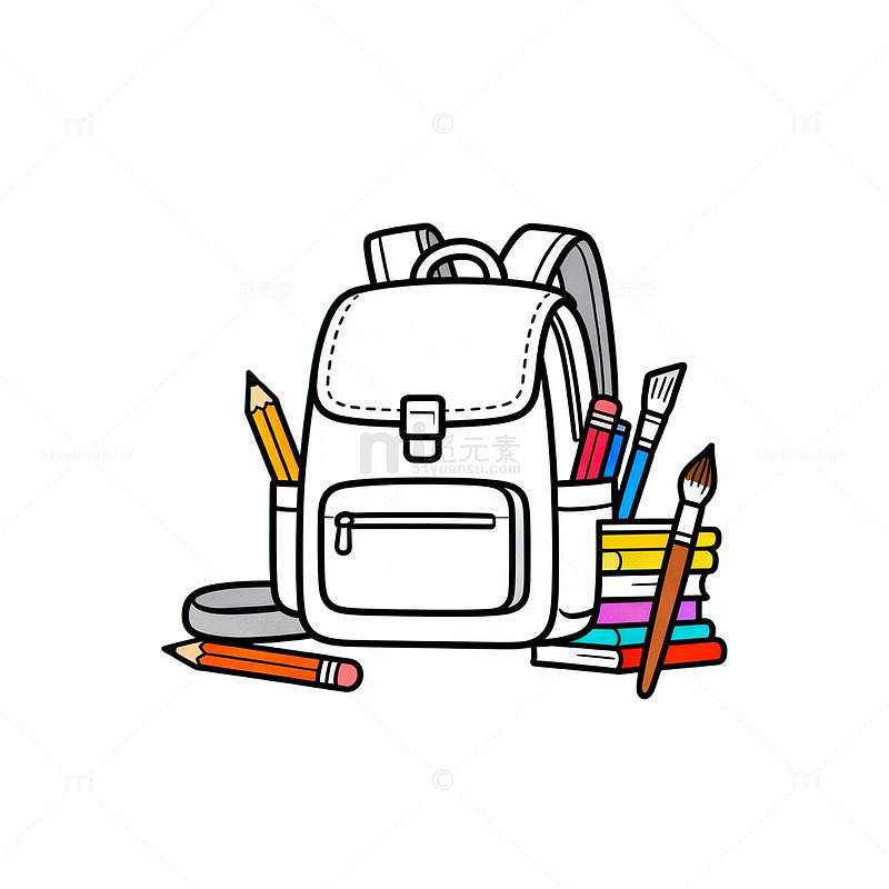 卡通学习用品插画素材
