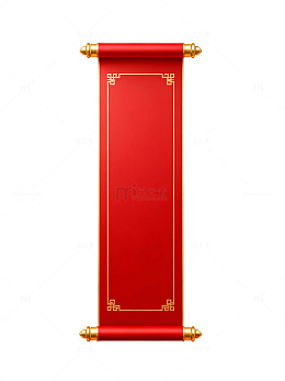 传统中国风红色卷轴装饰图案