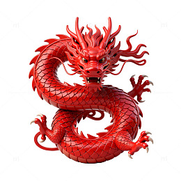 红色中国龙雕塑艺术摆件