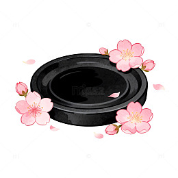 黑色容器粉色花朵插画