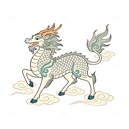 古风神兽麒麟插画素材
