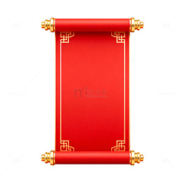 中国红卷轴装饰图案设计素材