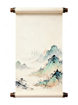 水墨山水画卷轴装饰画