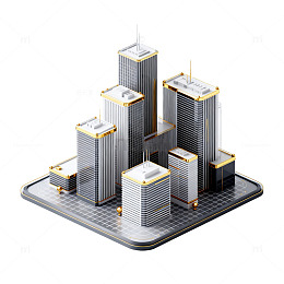 都市建筑模型3D渲染图
