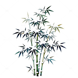水墨雪竹山水画素材