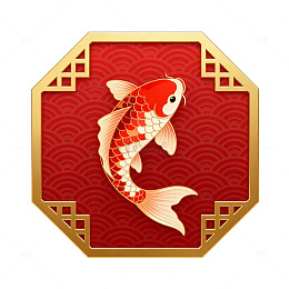 传统中国风锦鲤图案插画