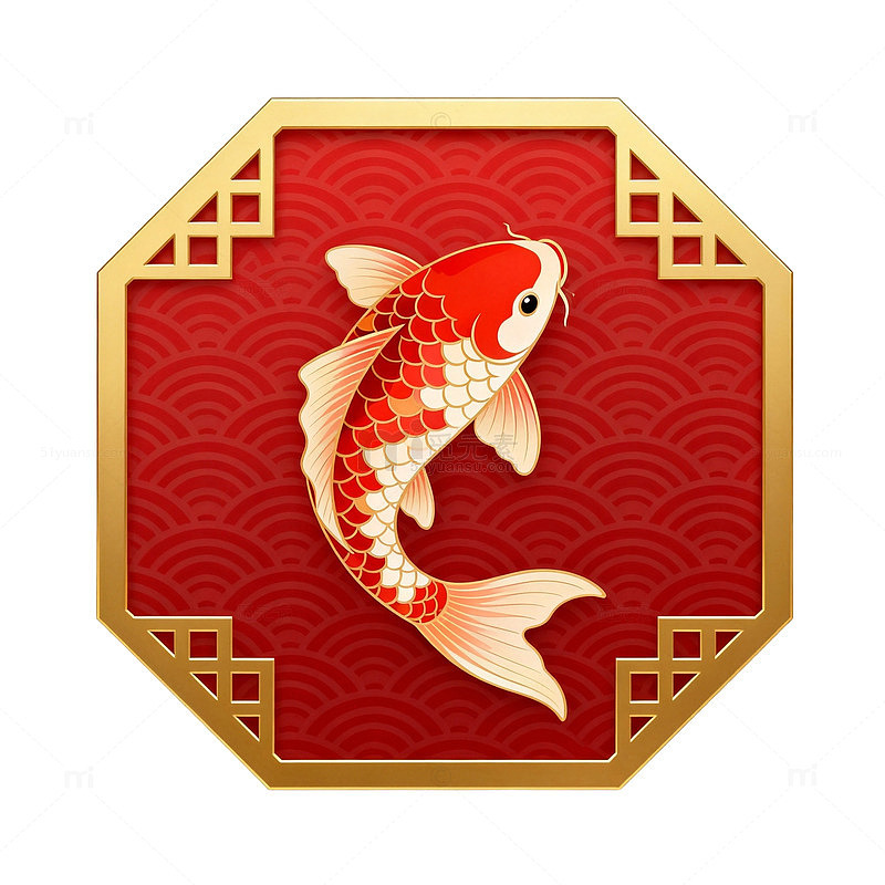 传统中国风锦鲤图案插画