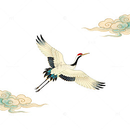 古风仙鹤祥云插画