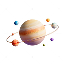 彩绘太阳系行星图案插画