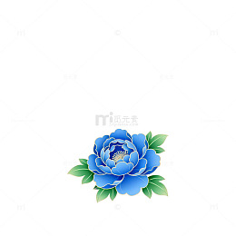 蓝色牡丹插画设计元素