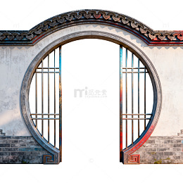 传统中式圆形花窗建筑素材