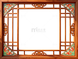 中式传统木雕窗框装饰图案