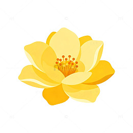 简约黄色花朵插画设计元素