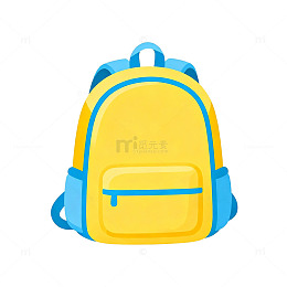 卡通黄色背包学生用品图标