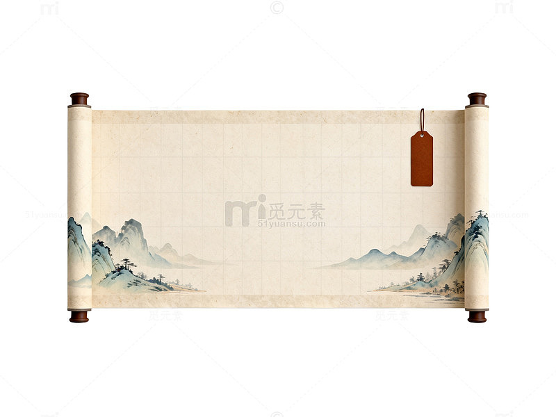 古风山水画卷轴设计素材