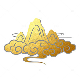 金色山水画云纹图案